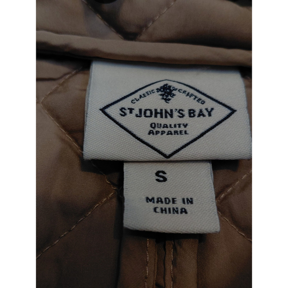 Ladies Small St. John's Bay Quilted Lightweight Puffer Vest Khaki Tan Button EUC - Picture 2 of 3